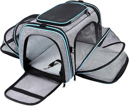Expandable Cat Carrier, Portable Soft Sided with Fleece Bed for Cats, Small Dogs, Puppies, with Shoulder Strap