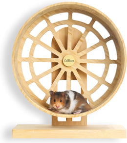 Silent Hamster Wheels Quiet Hamster Running Wheels 7″ Bamboo Wood Exercise Wheels with Adjustable Height for Syrian Campbell Dwarf Roborovski Gerbils and Mice