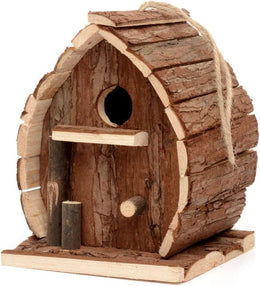 CKB LTD Bird Nesting Box House Wooden Hanging Nest Box Home for Birds Rustic Natural Weatherproof Ideal For Any Size Garden Outdoors Tree Or Balcony