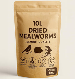 UKGROW Dried Mealworms, 10L Clear Bag, Natural High-Protein Feed for Birds, Reptiles, Fish