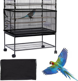 Daoeny Bird Cage Cover, Adjustable Soft Airy Nylon Mesh Net, Parrot Parakeet Macaw African Round Square Cages (Black)
