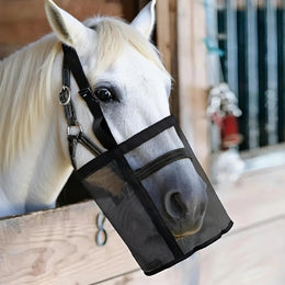 Horse Feed Bag for Grain, Mesh Grain Feeder with Adjustable Strap, Durable Grazing Muzzle for Horses, Breathable Horse Feed Bag & Slow Feed Hay Net for Feeding Grain, Powder, Supplements