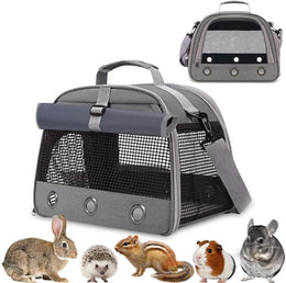 Guinea Pig Travel Carrier Bag,Portable Small Animal Pet Carrier Pouch for Hamster Chinchilla Rabbit Bunny Gerbil Hedgehog Sugar Glider Hedgehog Outgoing Travel Carrying Bag with Pad（Grey