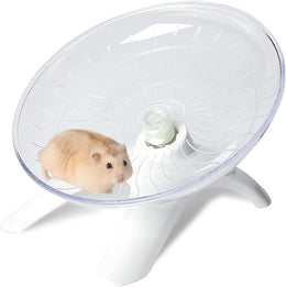 Flying Saucer Hamster Wheel Super-Silent Hamster Wheel Plastic Stable Pets Exercise Wheel Non Slip Run Silent Wheel for Small Pets (White)