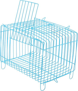 Portable Small Blue Wire Parrot Cage Handheld Wear-resistant Pet Bird Travel Carrier for Budgies Cockatiels Parakeets with Carry Handle