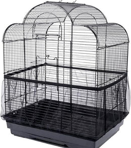 Bird Cage Net Cover Seed Catcher Skirt Stretchy Dustproof Ventilate Cover (Black)