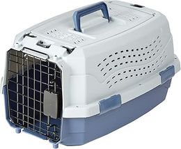 Basics Hard-Sided Cat Carrier, Two-Door Top-Load Pet Dog/Cat Travel Box Carrier, Blue, 48.3 L x 32 B x 25.4 H cm