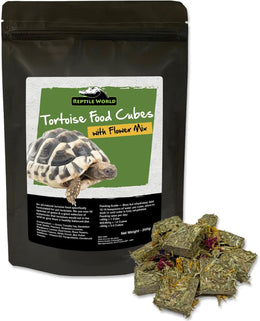 Tortoise Food Cubes 200g | 100% Natural Treats for Mediterranean Tortoises, Flower Mix, Timothy Hay, No Added Fillers, High Fibre, Made in the UK