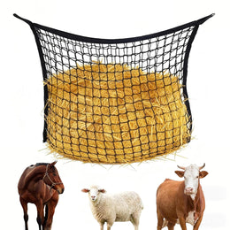 Hay Net for Horses, 120x90cm Slow Feed Hay Net with Large Capacity Horse Feed Haynet for Slow Feeding Black Mesh Hay Bags for Feeding Horses Goat