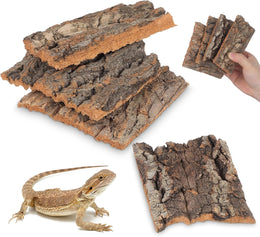 Veemoon 4pc Cork Bark, Tree Bark Decoration Lizard Tank Accessories Turtle Platforms Reptile Natural Cork Terrarium Backdrop for Gecko Lizard Tortoise Birdcage Accessories