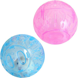 2 Pcs Hamster Ball Transparent Dwarf Exercise Running Wheel Gerbil Toys, Small Animal Exercise Wheels (Blue and Pink)（12cm）