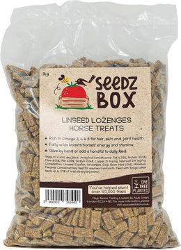 Horse Treats 1kg – Linseed Lozenges For Horses – Low Sugar – High In Omega 3 6 & 9 - Feed By Hand – Add To Feed For Fussy Feeders – Occasional Snack For Horses – Clicker Training – Seedzbox