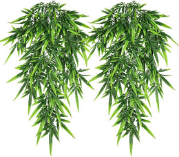 QUOZUO Bearded Dragon Tank Accessories Terrarium plants, 2 Pack Reptile Hanging Plants Artificial Ferns Ivy, Reptile Tank Accessories for Bearded Dragon Lizard Snake Terrarium Decor