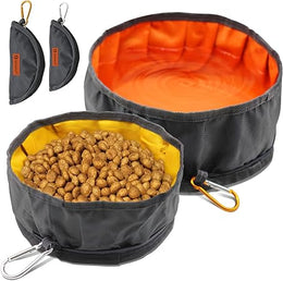 LumoLeaf Collapsible Dog Travel Bowls, Large Lightweight Foldable, Water & Food Bowls for Pets Dogs & Cats with Zipper (2 Pack (2.5L+2L))