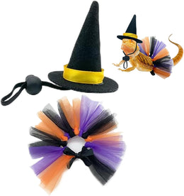 Bearded Dragon Outfits, Witch Hats Skirts, 2.28x2.28in Reptile Apparel Set, Cute Costume Design, Comfortable Pet Supplies for Amphibians, Snakes, Turtles, Geckos, Hedgehogs