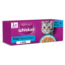 WHISKAS Adult Wet Cat Food in Jelly 40x85g Fish Favourites