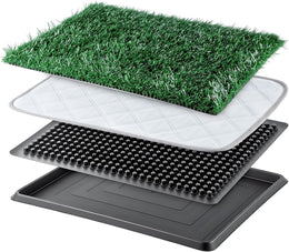 Dog Toilet Tray with Artificial Grass – Reusable Dog Litter Tray for Puppies and Small Dogs, Portable Potty with Drainage System for Flat or Home Use Indoor (20 x 16 inch -Style 1)