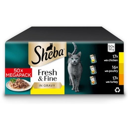Sheba Cat Wet Food - Fresh and Fine - Cat Pouches Poultry in Gravy - 50 x 50 g Pack