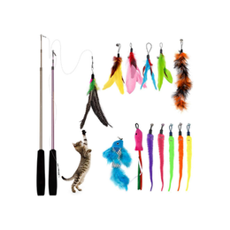 Cat Toys for Indoor Cats Adult: Interactive Kitten Feather Wand Toys - 15Pcs Cat Teaser Toys