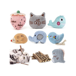 Cat Toys, 30 PCS Cat Silvervine Chew Sticks, 7 PCS Cat Catnip Toys for Indoor Cats Adult Kitten, Catnip Crinkle Sound, for Teeth Cleaning Interactive Toy Pillow