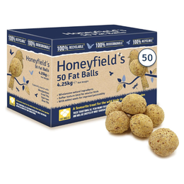 Fat Balls for Wild Birds (50) - High Energy Suet Feed, Nutritious, Great for Hanging Feeders, Attracts Birds to Garden All Year Round - Honeyfield's