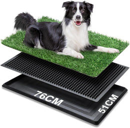 Dog Toilet Tray with Artificial Grass, Dog Litter Tray Indoor, Potty with Washable Pee Pad for Dogs Puppy Toilet Training (51 x 76cm, Large)