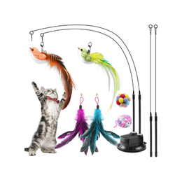 ROSAUI 11-Pack Cat Toy Set with Suction Cup Base, Interactive Bird & Feather Teasers, Yarn Balls – Fun and Exercise for Cats and Kittens, Perfect for Indoor Cats & Kittens Play