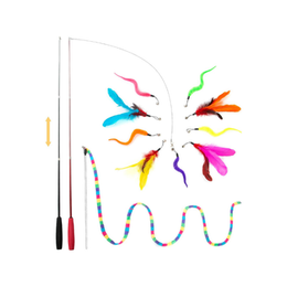 FYNIGO Cat Toys for Indoor Cats Adult Kitten, Interactive Cat Feather Wand Toys for Boredom and Exercise, 3 Teaser Wand with 9 Refills and 2 Spare Hook