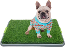 Dog Grass Pad with Tray, Dog Toilet Tray with Artificial Grass Protable Puppy Toilet Training Mat for Indoor/Outdoor, Reusable Fake Pee Grass for Dog to Pee on Dog Litter Box