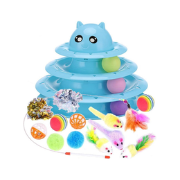 Speedy Panther 14 Pack Interactive Cat Toys for Indoor Cats - Kitten Toy Fun Roller Exerciser, 3 Level Teaser Ball, and Feather Wand