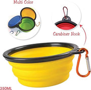 ARTISTRY Collapsible Dog Bowl Pack of 2 - Portable Travel Bowl for Small Pets, Silicone, Foldable with Metal Hook (Red/Yellow)