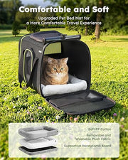 pecute® Cat Carrier Large with Removable Pet Nest up to 8kg, Foldable Cat Carrier Bag, Portable Dog Travel Bag, Breathable Mesh Fabric, Suitable for Car Travel, Bus, Subway,Picnic, Hiking Dark Grey