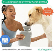Springer Growler Travel Dog Water Bottle – 1250ml Large Dog Water Bottle with Patented Leak-Proof Design for Dog Walking, BPA-Free Materials (Grey)