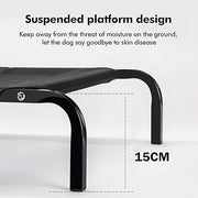 Metal Frame Dog Cot Elevated Pet Bed, Raised Dog Bed with Breathable Mesh & No-Slip Rubber Feet, Lightweight & Portable Raised Outdoor Pet Bed for Indoor Camping Beach Travel Use, 106x62x15CM