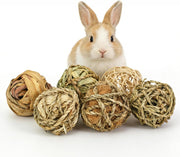 Episkey 6 Pcs Rabbit Chew Toys Natural Grass Ball Rabbit Boredom Breakers Small Pet Accessories Hamster Ball Hamster Toys for Guinea Pig Gerbil Chinchilla (Small)