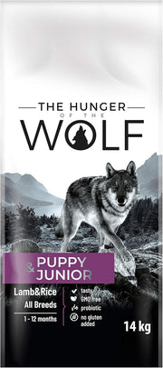 The Hunger of the Wolf Dry Dog Food - For All Breeds, Delicate Formula with Lamb and Rice, Puppy and Junior Dogs - 14 kg