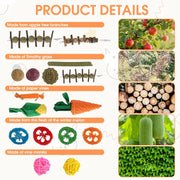 Natural Rabbit Toys Boredom Breaker 21-piece Set, Chew and Activity Toys for Rabbits Hamsters Guinea Pigs, Wooden and Straw Small Animal Tools for Teeth Grinding Play Enrichment Daily Exercise