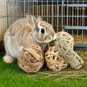 12Pcs Rabbit Toys, Rabbit Treats Chew Toys for Teeth, Bunny Boredom Breakers, Small Pets Chew Balls Grass Balls Natural Toys for Rabbits Chinchilla Bunnies Gerbils and Hamster