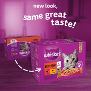 Whiskas 1+ Meaty Selection in Jelly 6 x 400 g Cans, Adult Cat Wet Food, Pack of 4