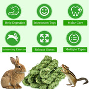 28PCS Rabbit Toys Guinea Pig Toys，Timothy Hay Chew Sticks for Teeth，Rabbit Treats Boredom Breaker Accessories for Chinchillas, Guinea Pigs, Hamsters, Rats，Bunny Teeth Care (Green)