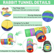 26-in-1 Natural Rabbit Toys with Rabbit Tunnel Set, Various Chew Toys Boredom Breakers Collapsible Tunnel and Hides for Rabbits, Hamster, Guinea Pig Small Animals Teething Activity