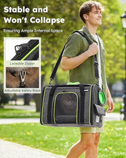 pecute® Cat Carrier Large with Removable Pet Nest up to 8kg, Foldable Cat Carrier Bag, Portable Dog Travel Bag, Breathable Mesh Fabric, Suitable for Car Travel, Bus, Subway,Picnic, Hiking Dark Grey