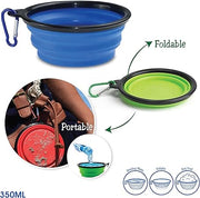 ARTISTRY Collapsible Dog Bowl Pack of 2 - Portable Travel Bowl for Small Pets, Silicone, Foldable with Metal Hook (Red/Yellow)