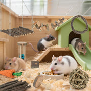 Hamster Chew Toys Set, Small Animal Teething Toys, Dwarf Hamster Toys, Guinea Pig Chew toys, Boredom Breaker Cage Accessories - Wood Sticks Ladder Bell Roller, for Rat Gerbil Guinea Pigs