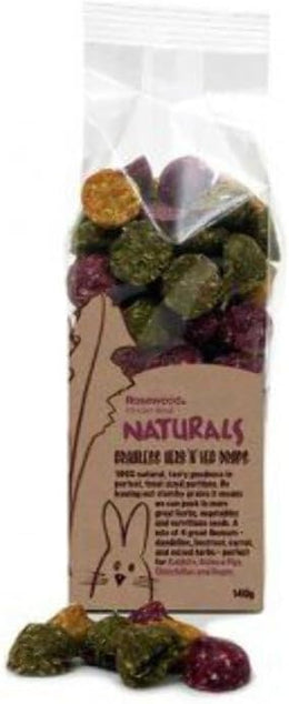 Rosewood Naturals Grainless Herb 'n' Veg Drops, Small Animal Treats for Rabbits, Guinea Pigs, Chinchillas, Degus, Hamsters, Gerbils, Mice and Rats, 140g