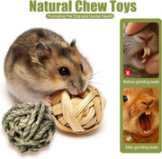 10 Pcs Rabbit Chew Toys, Natural Grass Rabbit Enrichment Balls Small Gerbil Toys for Bunny Chinchillas Gerbils Guinea Pigs Hamsters
