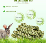 Episkey 20 Pcs Rabbit Chew Toys, Natural Timothy Grass Ring Bunny Molar Grass Stick Toys Small Animal Boredom Breaker Activity Play Chew Toys for Bunny Rabbits Hamster Guinea Pigs Chinchilla