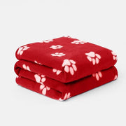 OHS Blanket for Dogs, Super Soft Comfy Fleece Throw Blanket Stylish Pet Paw Print Design Sofa Cover Throw Dog Blankets Washable Warm Pet Fleece Blankets, Red - 120 x 150cm