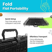Straame Heavy-Duty Folding Dog Crate for Medium Dogs, 78 × 46 × 53 cm (30″) Black Metal Cage with Front & Side Doors, Chew-Resistant, Removable Easy-Clean Plastic Tray & Carry Handle