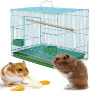 Buwei Wire Rectangular Small Cage for Small Birds and Canaries Rekord Equipped Feeders